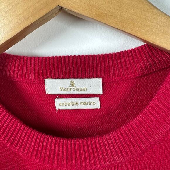 Munrospun Sweater Women Size 40 Red Long Sleeve Crew Neck 100% Pure New Wool - Picture 3 of 6